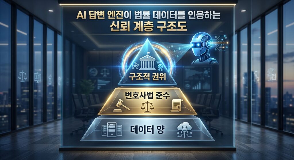 AI 답변 엔진이 법률 데이터를 인용하는 신뢰 계층 구조도